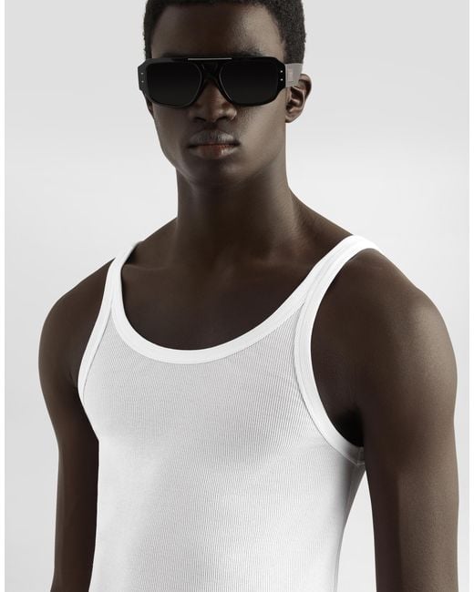 Dolce & Gabbana White Fine-Rib Slim-Fit Singlet With Tag for men
