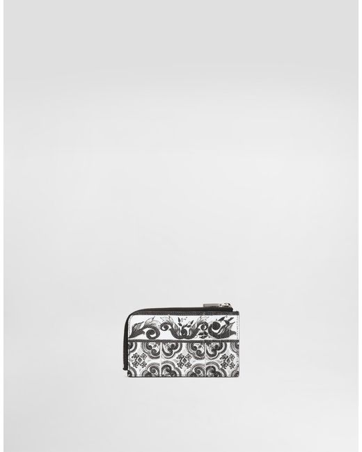 Dolce & Gabbana Kartenetui Aus Kalbsleder Mit Majolika-Print in White für Herren