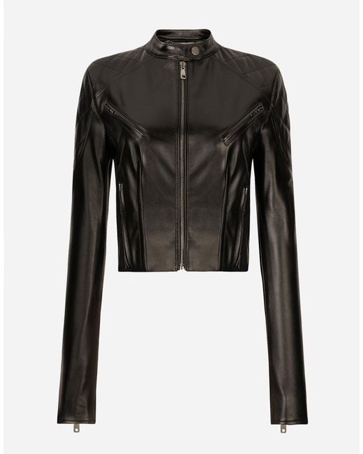 Dolce & Gabbana Black Short Leather Biker Jacket