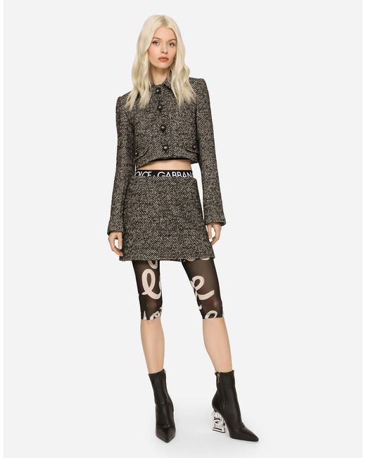 Dolce & Gabbana Multicolor Cropped Speckled Tweed Jacket