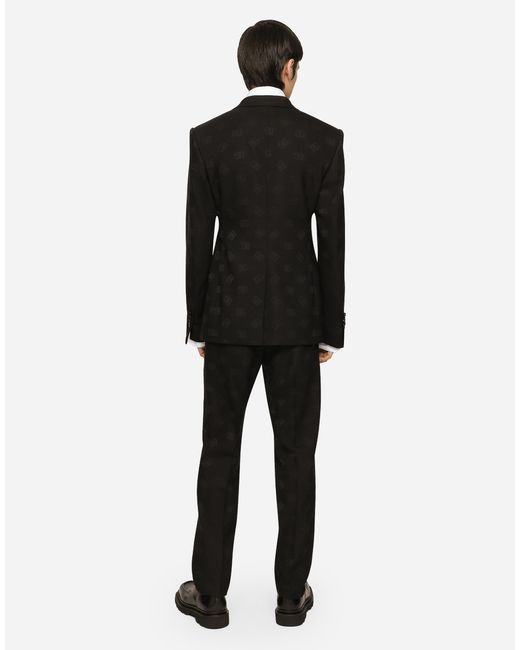 メンズ Dolce & Gabbana シングルブレストブレザー シチリアフィット ウール Dgジャカード Black