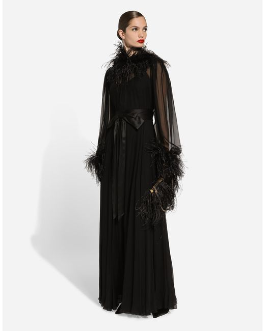 Dolce & Gabbana Black Feathered Satin Marlene Shoulder Bag