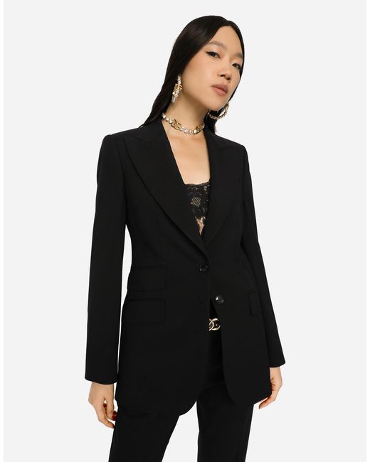 Dolce & Gabbana Black Single-Breasted Woolen Turlington Blazer