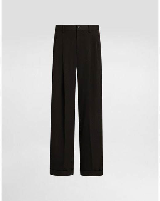 Dolce & Gabbana Wool Gabardine Trousers in Black für Herren