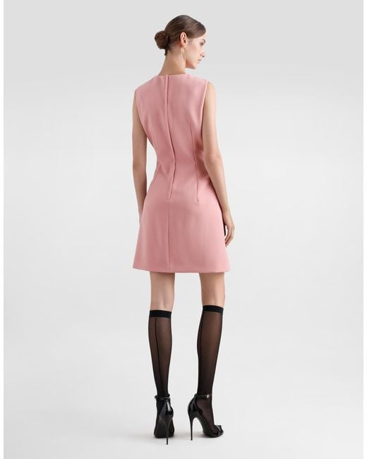 Dolce & Gabbana Pink Wool Crepe Midi Fit-And-Flare Dress