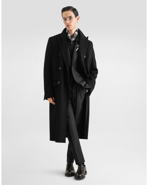 Dolce & Gabbana Black Wool Pinstripe Trousers for men
