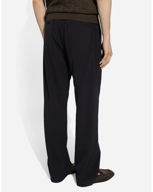 Dolce & Gabbana Blue Wool-Blend Drawstring Jogger Pants for men