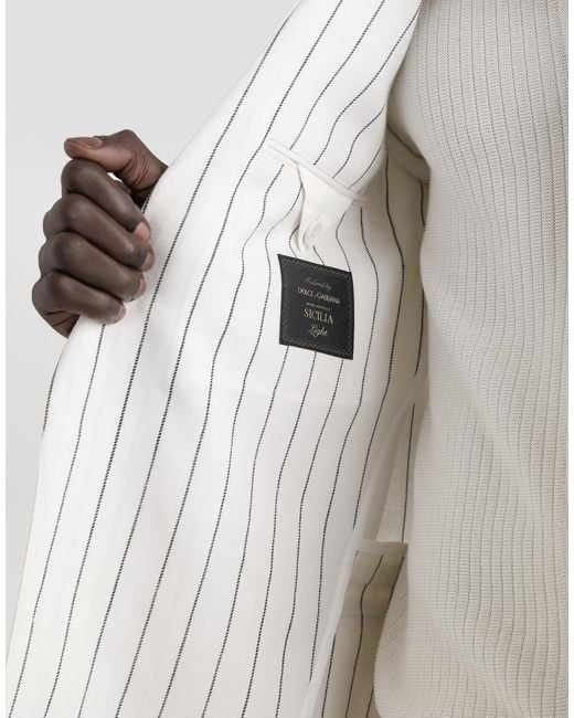 Dolce & Gabbana Einreihige Nadelstreifenjacke Aus Leinenmix in White für Herren