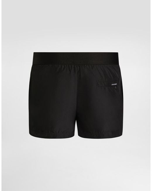 Dolce & Gabbana Black Short Swim Trunks With Logo for men