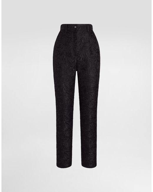 Dolce & Gabbana Blue Tailored Quilted Floral Jacquard Pants