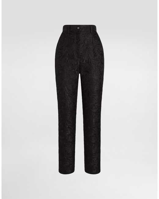 Dolce & Gabbana Blue Tailored Quilted Floral Jacquard Pants