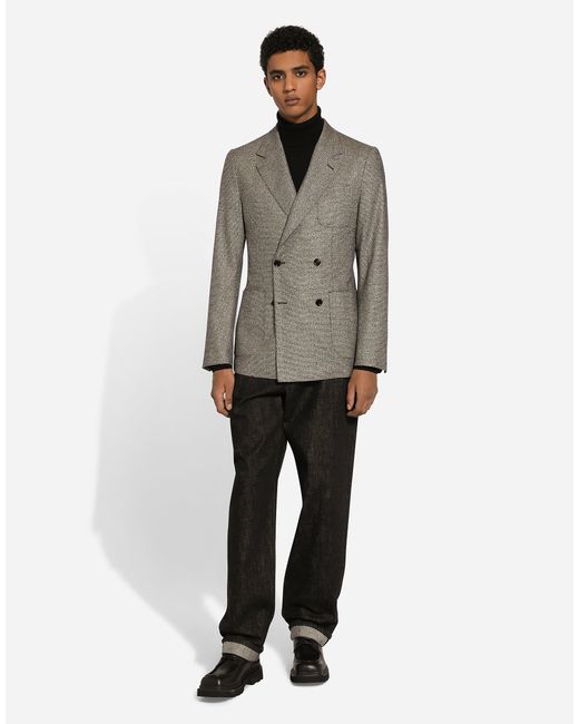 Dolce & Gabbana Green Double-Breasted Portofino-Fit Stretch Flannel Jacket for men