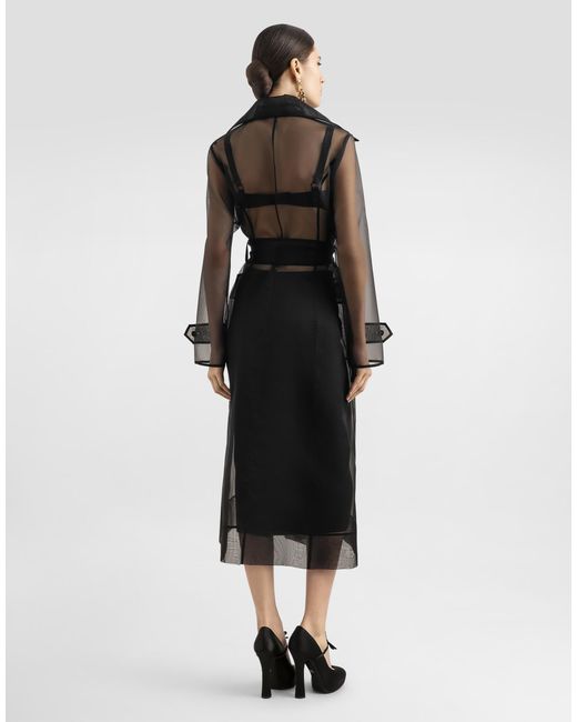 Dolce & Gabbana Black Technical Organza Trench Coat