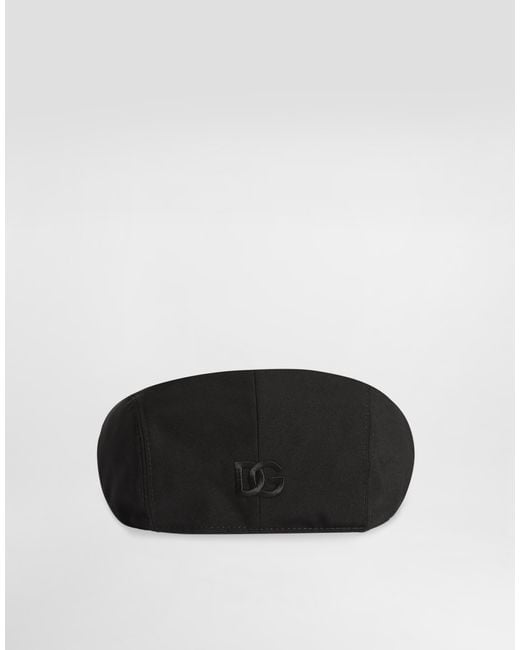 Dolce & Gabbana Black Wool Poplin Flat Cap for men
