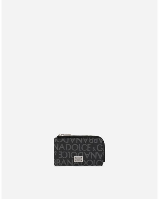 Dolce & Gabbana White Coated Jacquard Card Holder for men