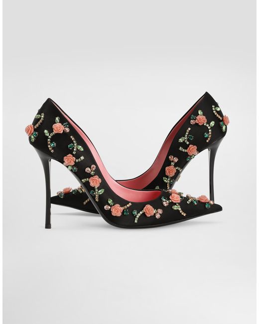 Dolce & Gabbana White Satin Pumps With Embellishments