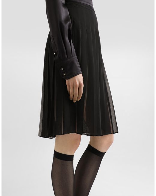 Dolce & Gabbana Black Satin Sack Top With Lace Shirt Front