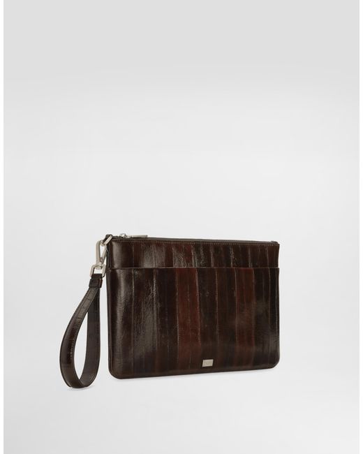 Dolce & Gabbana Brown Eel Leather Necessaire for men