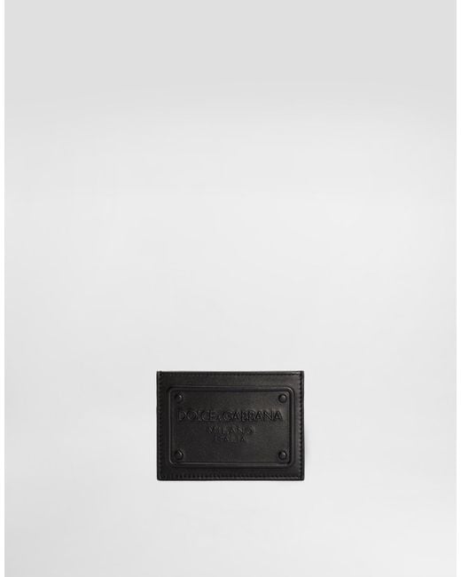 メンズ Dolce & Gabbana カードホルダー カーフスキン レリーフロゴ White