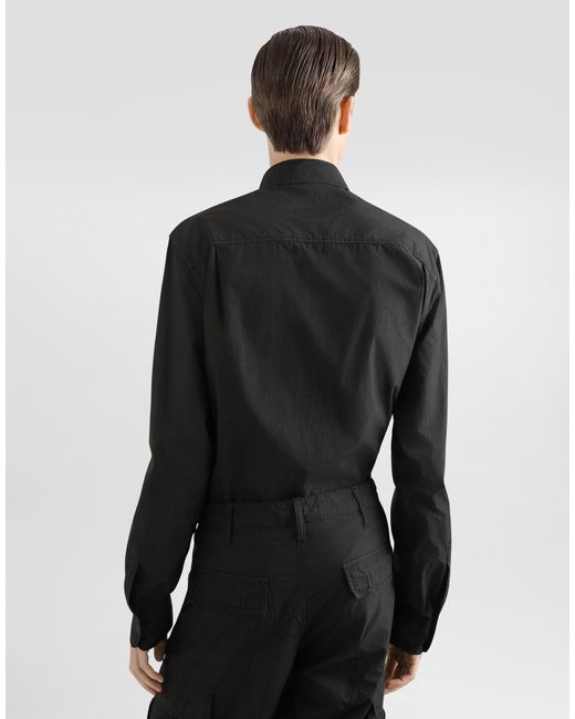 メンズ Dolce & Gabbana ロゴプレート コットン シャツ Black
