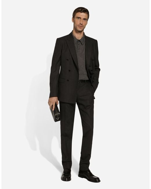 Dolce & Gabbana Black Double-Breasted Martini-Fit Suit for men