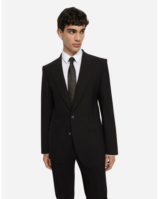 Dolce & Gabbana Black Stretch Wool Martini-Fit Suit for men