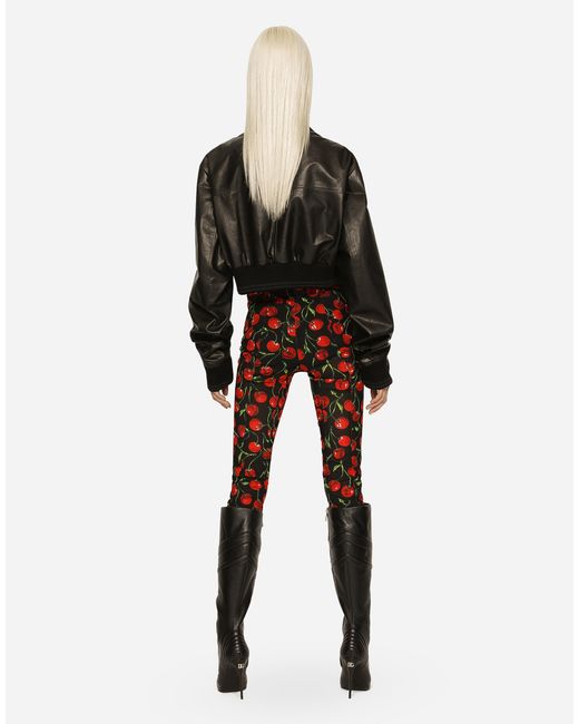 Dolce & Gabbana Black Leather Cropped Jacket