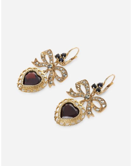 Dolce & Gabbana White Devotion Earrings 18 Carat And Rhodolite Garnet