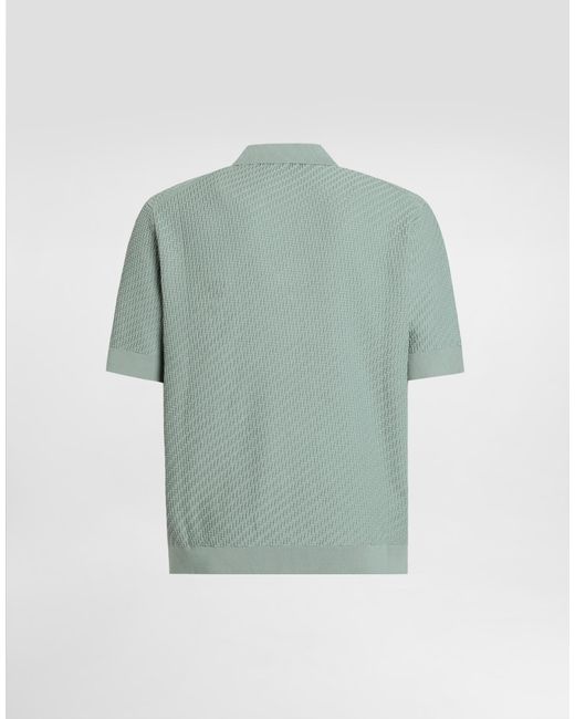Dolce & Gabbana メンズ グリーン Micro-Dot Stitch Polo Shirtの通販