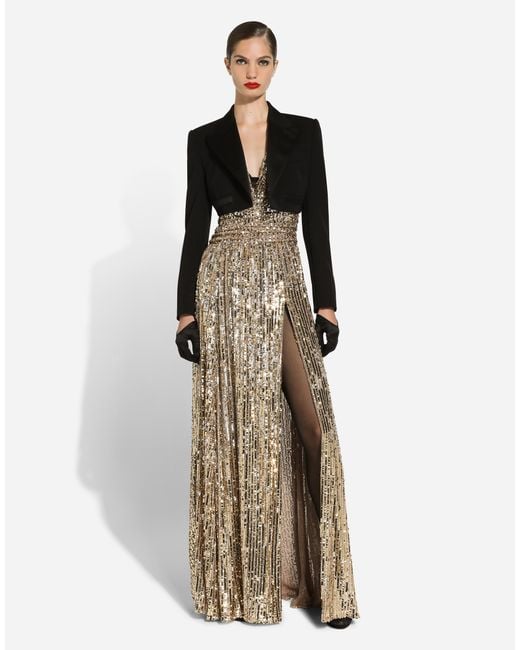 Dolce & Gabbana Natural Sequin-Detail Maxi Dress