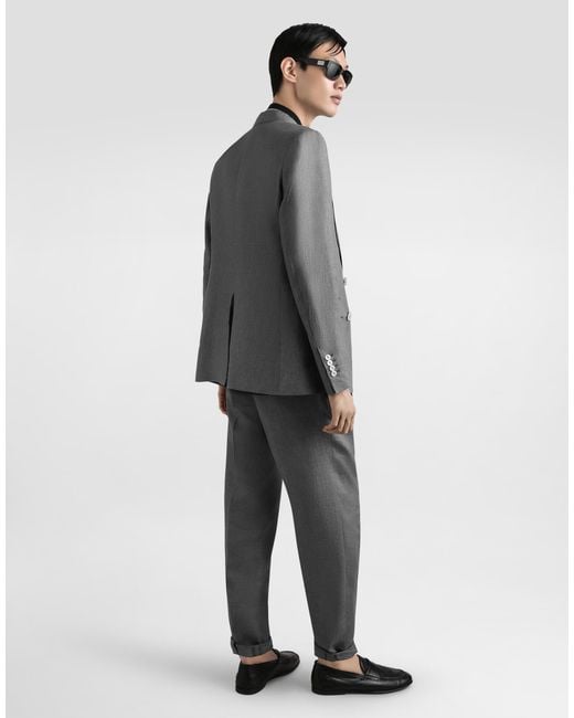 Dolce & Gabbana Gray Washed Linen Canvas Jogging Trousers for men