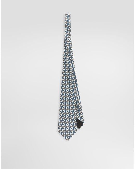 Dolce & Gabbana White Diamond-Shaped Jacquard Tie for men