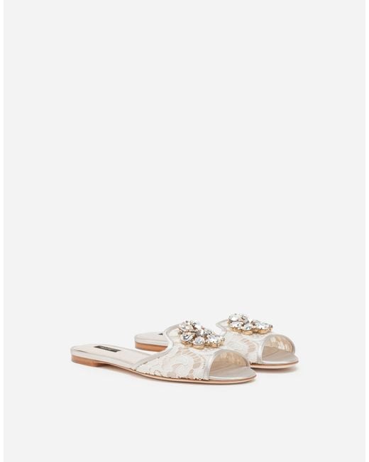 Dolce & Gabbana White Bianca Rainbow Lace Sandal