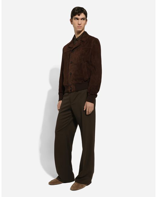Dolce & Gabbana Brown Dolce & Gabbana Suede Jacket for men