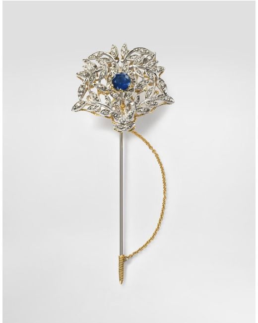 Dolce & Gabbana White Sicily Brooch 18-Carat And, Sapphires, And Diamonds for men