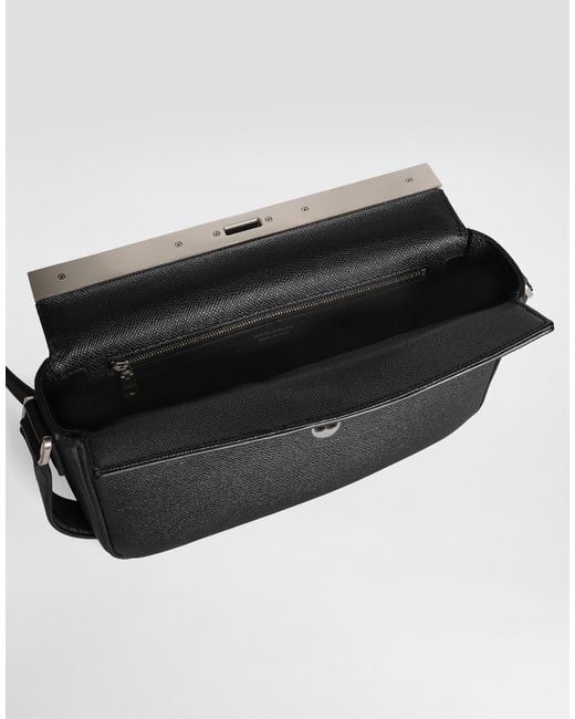 Dolce & Gabbana Black Marlene Alpine Calfskin Crossbody Bag for men