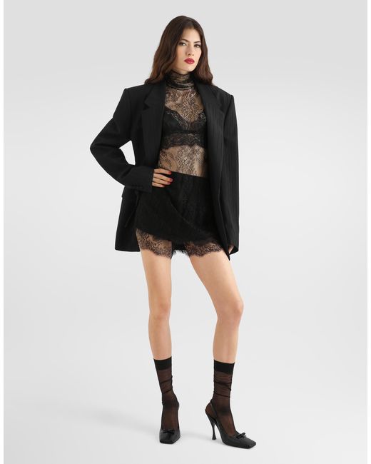Dolce & Gabbana Gray Chantilly Lace Top