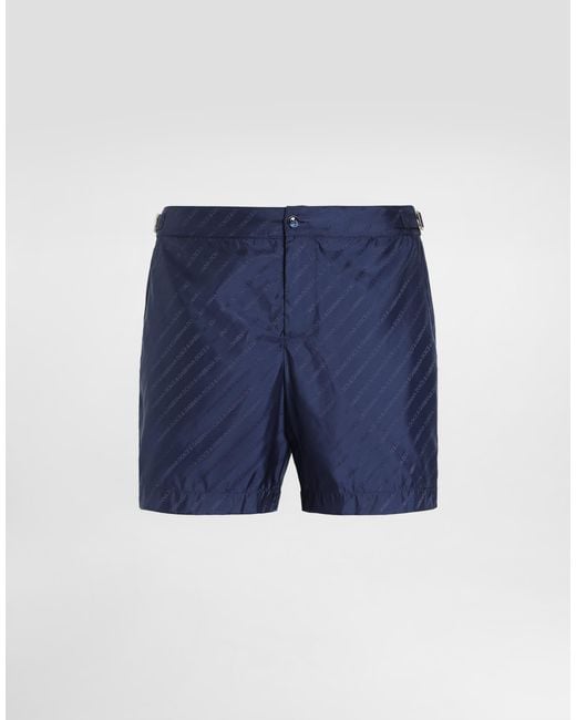 Dolce & Gabbana Blue Jacquard Logo Swim Boxers for men