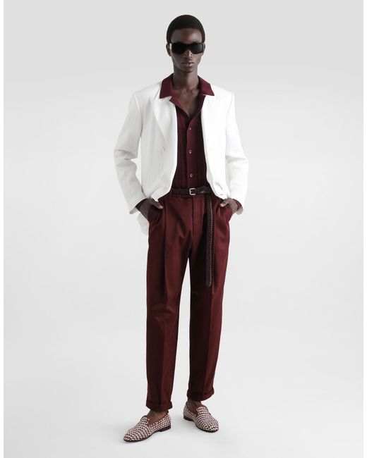 Dolce & Gabbana White Single-Breasted Cotton Jacket for men