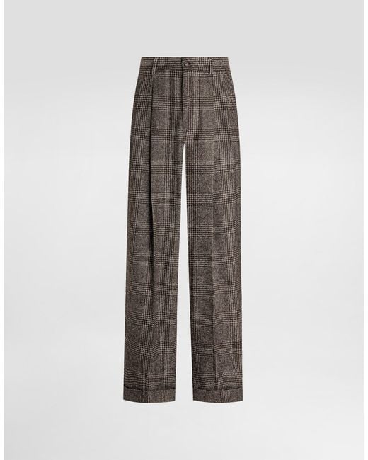 メンズ Dolce & Gabbana Alpaca Blend Glen Plaid Trousers Gray