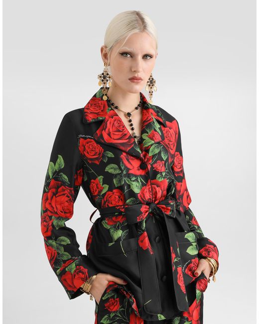 Chemise Vanity En Twill À Imprimé Roses Dolce & Gabbana en coloris Red