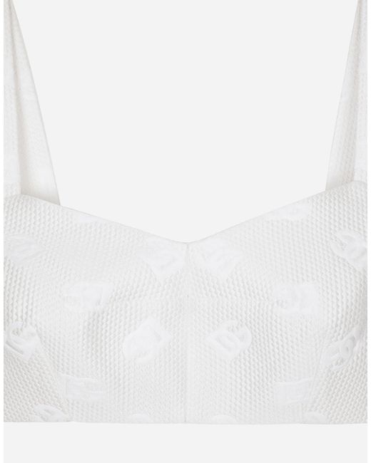 Dolce & Gabbana White Logo Crop Top