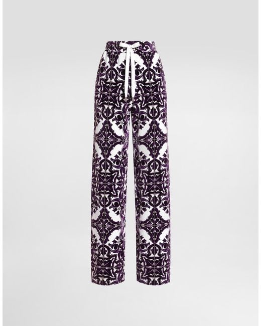 Dolce & Gabbana White Majolica-Print Trousers