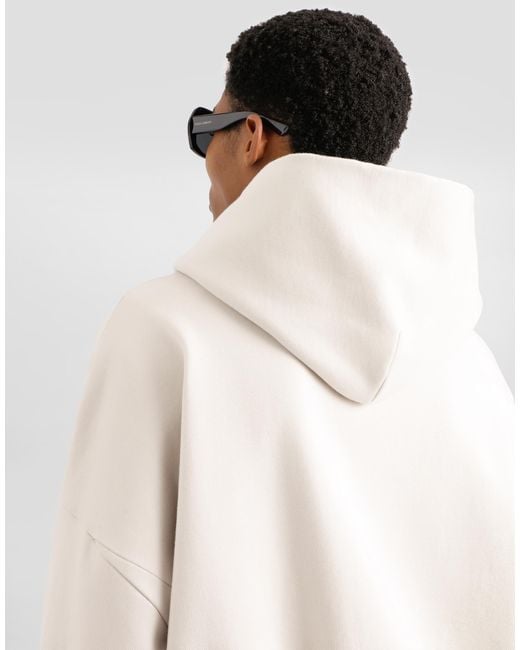 Dolce & Gabbana Natural Jersey Hoodie With Print for men