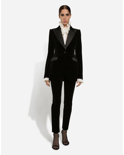 Dolce & Gabbana シガレットパンツ ベルベット Black
