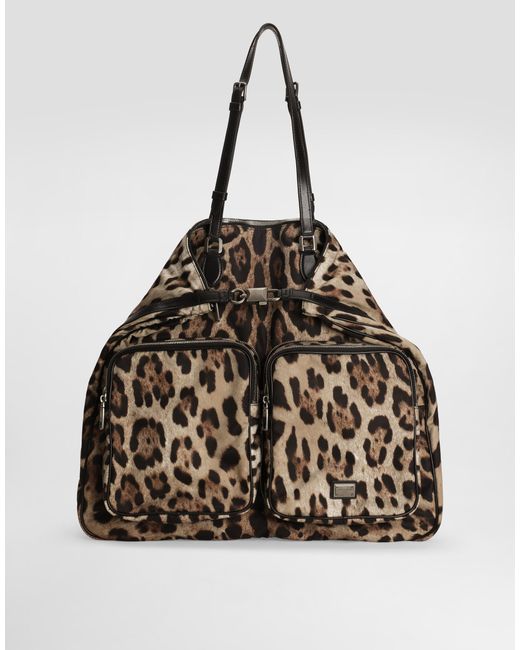 Dolce & Gabbana Multicolor Leopard- Nylon Bag for men