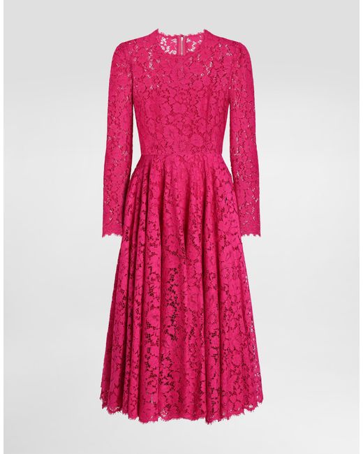 Dolce & Gabbana Pink Calf-Length Circle-Skirt Dress