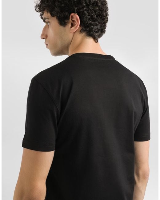 Dolce & Gabbana Black T-Shirt With Embroidered Logo for men