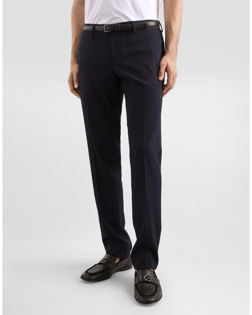 Dolce & Gabbana Bi-Stretch Wool Canvas Trousers in Blue für Herren