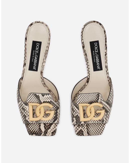 Dolce & Gabbana White Python Skin Mules